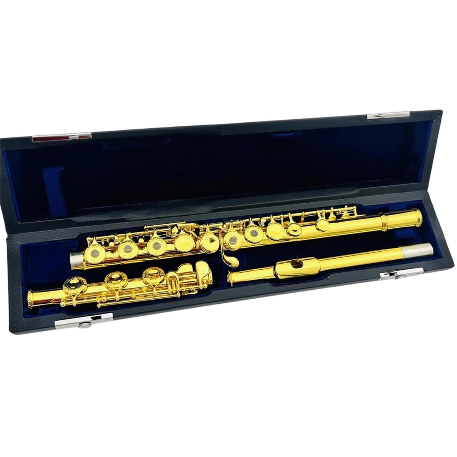 Flute Flauta C chapada en oro con orificio abierto de 17 teclas