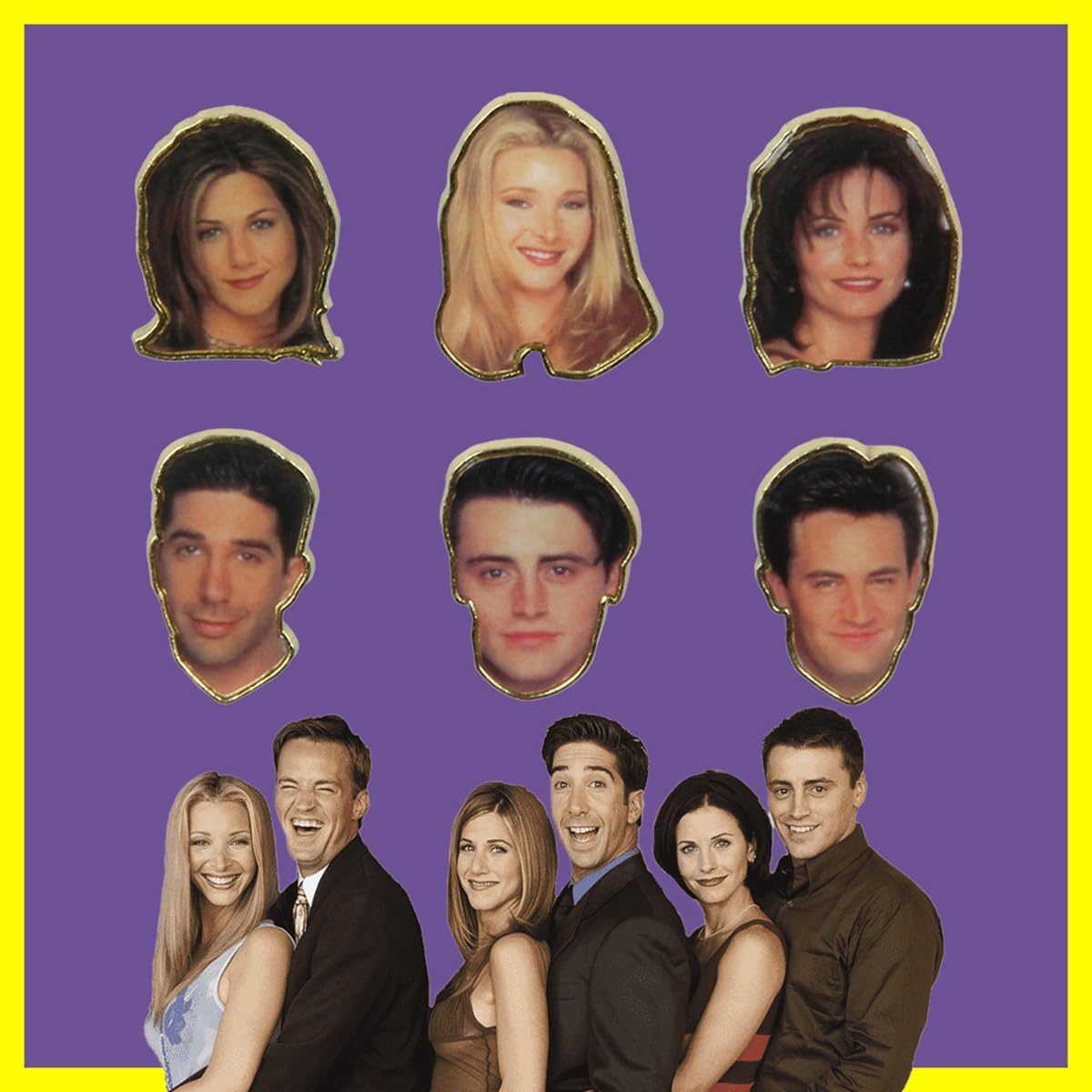 Friends Television Show Character Faces 6-Piece Enamel Pin Set Cast Collectible - Image 5