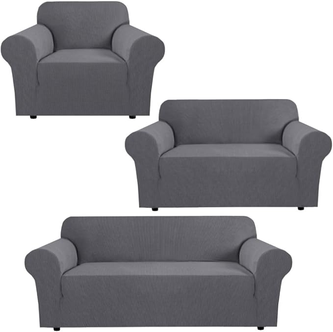 H.VERSAILTEX Stretch Sofa Covers for 3 Cushion Couch Bundle