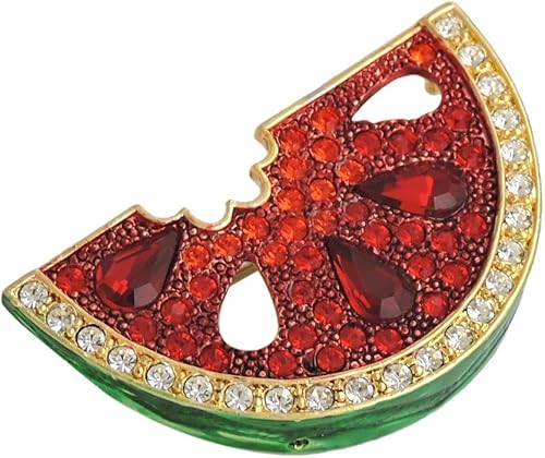 Amazon スワロフスキー フルーツ 果物 スイカ すいか 西瓜 ブローチ キラキラ グッズ レッド 赤 ブローチ 通販