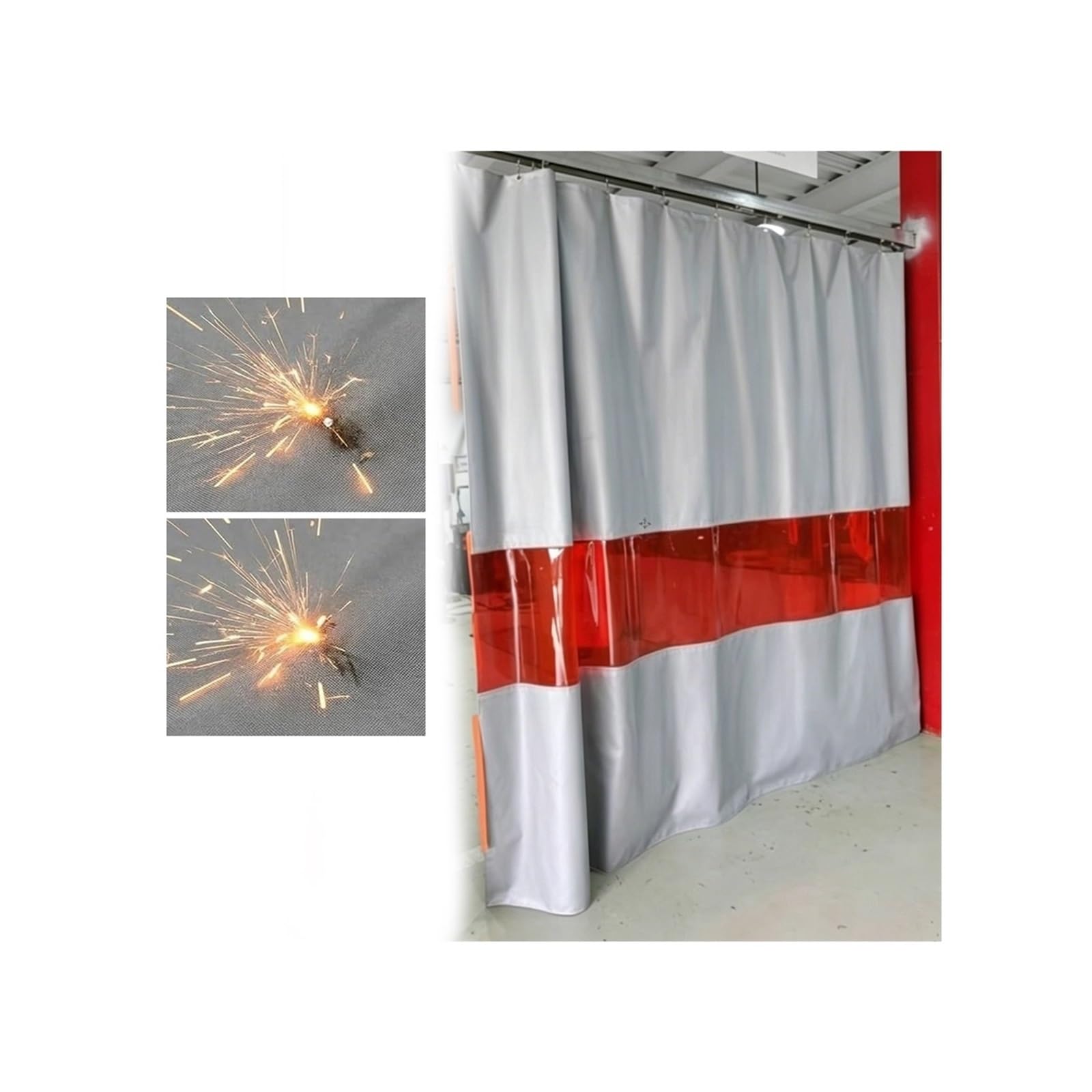 Générique Bâche de soudage en Rouleau, ignifugée, imperméable, résistante à l'usure et revêtue de Silicone, Rideau de soudage résistant au feu avec fenêtre Transparente,