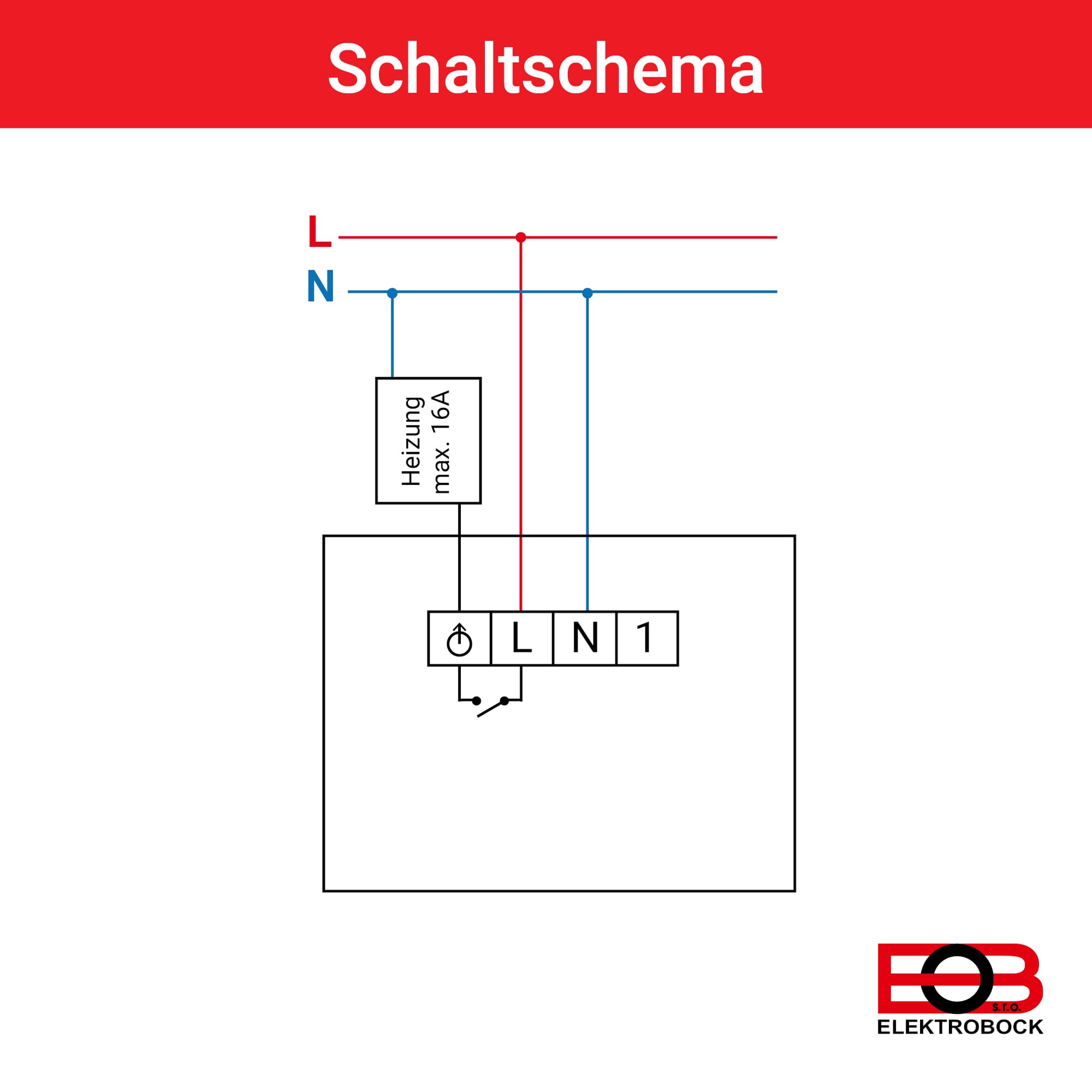 ELEKTROBOCK PT14 Digitaler Raumthermostat 230V | Ein Knopfdruck - Temperaturwechsel | kein programmieren notwendig | großes beleuchtetes LCD Display | Wandthermostat für elektrische Heizungen
