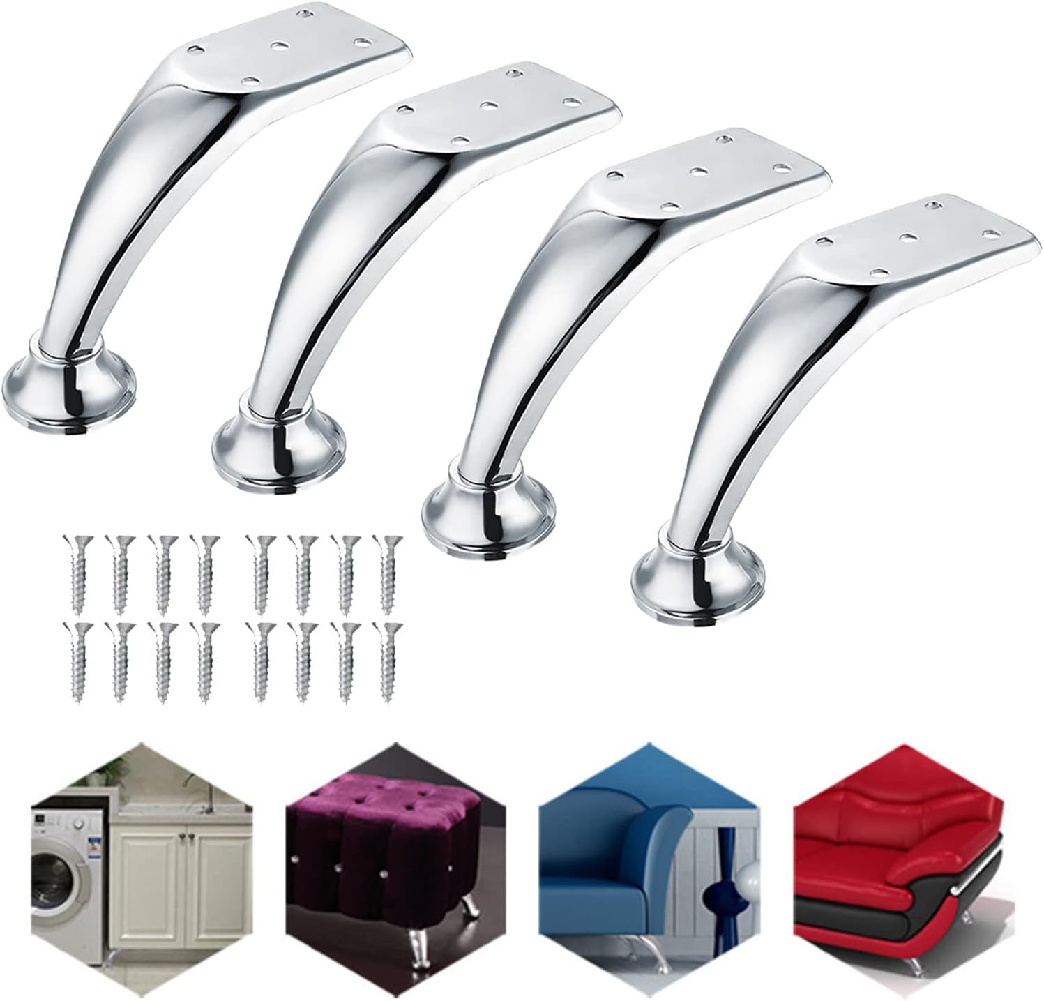 Table Legs Metal, 4 Pcs Cold Rolled Steel Furniture Legs, Kitchen/Bathroom Replacement Furniture Feet, with Screws, DIY Sofa Legs, Cabinet Legs, Desk Legs, Coffee Table Legs,11.2cm(4.4in)