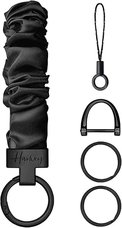 Stretchy Scrunchie Keychain Wristlet, Cute Key Chain Wrist Lanyard Strap for Women Men Car Keys ID Badges Wallet