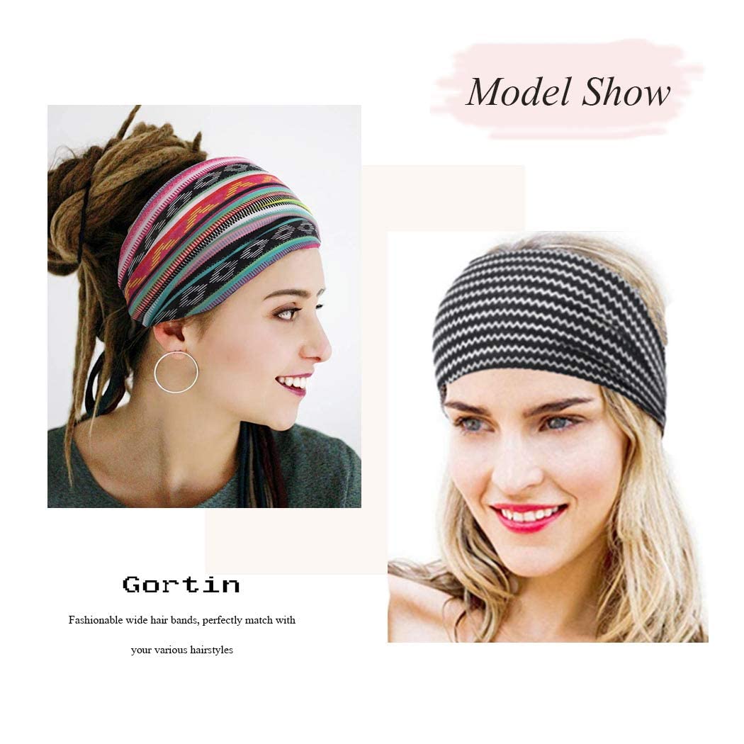 GORTIN Boho Headbands Leopard Hair Bands Knoted Turban Stretch Twist Head Wraps Stripe Cloth for Women and Girls 3 Pcs (Boho) : Beauty & Personal Care