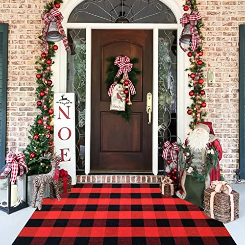 Red and Black Plaid Rug