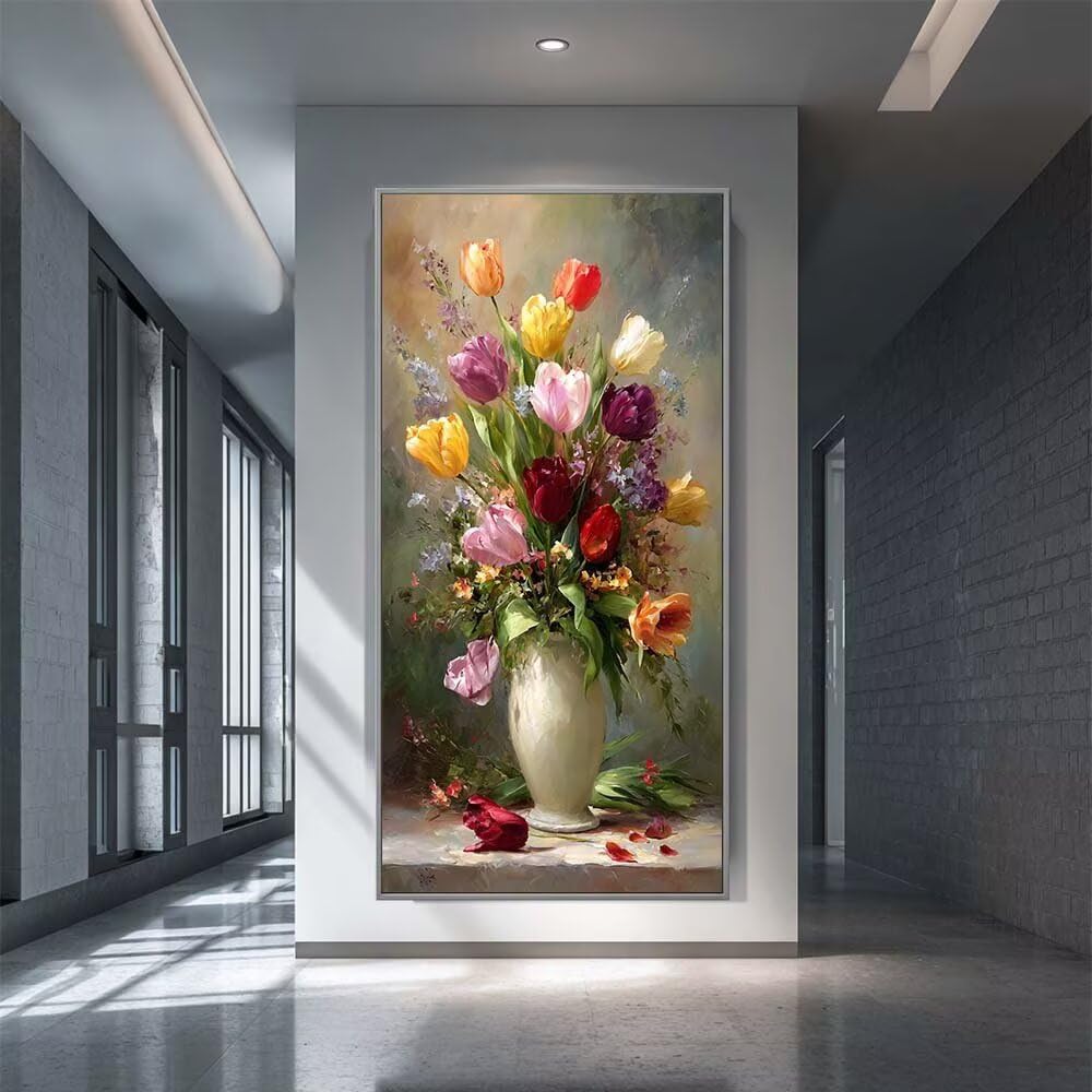 Diamond Painting Kits for Adults, 5D Diamond Art Tulips 80x160cm, DIY Large Retro Dimond Art kits Adults, Full Drill Crystal Rhinestone Embroidery Canvas Gem Art Craft for Home Wall Decor (RD986)