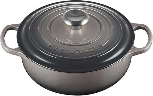 Le Creuset Signature - Olla de hierro fundido esmaltado, 3.5 cuartos de galón, color gris