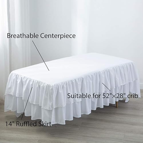 Miniatura 8 de JSD Falda de cama para cuna, con volantes, de doble capa, microfibra cepillada, para cuna, para bebé, niño, color gris, 14 pulgadas