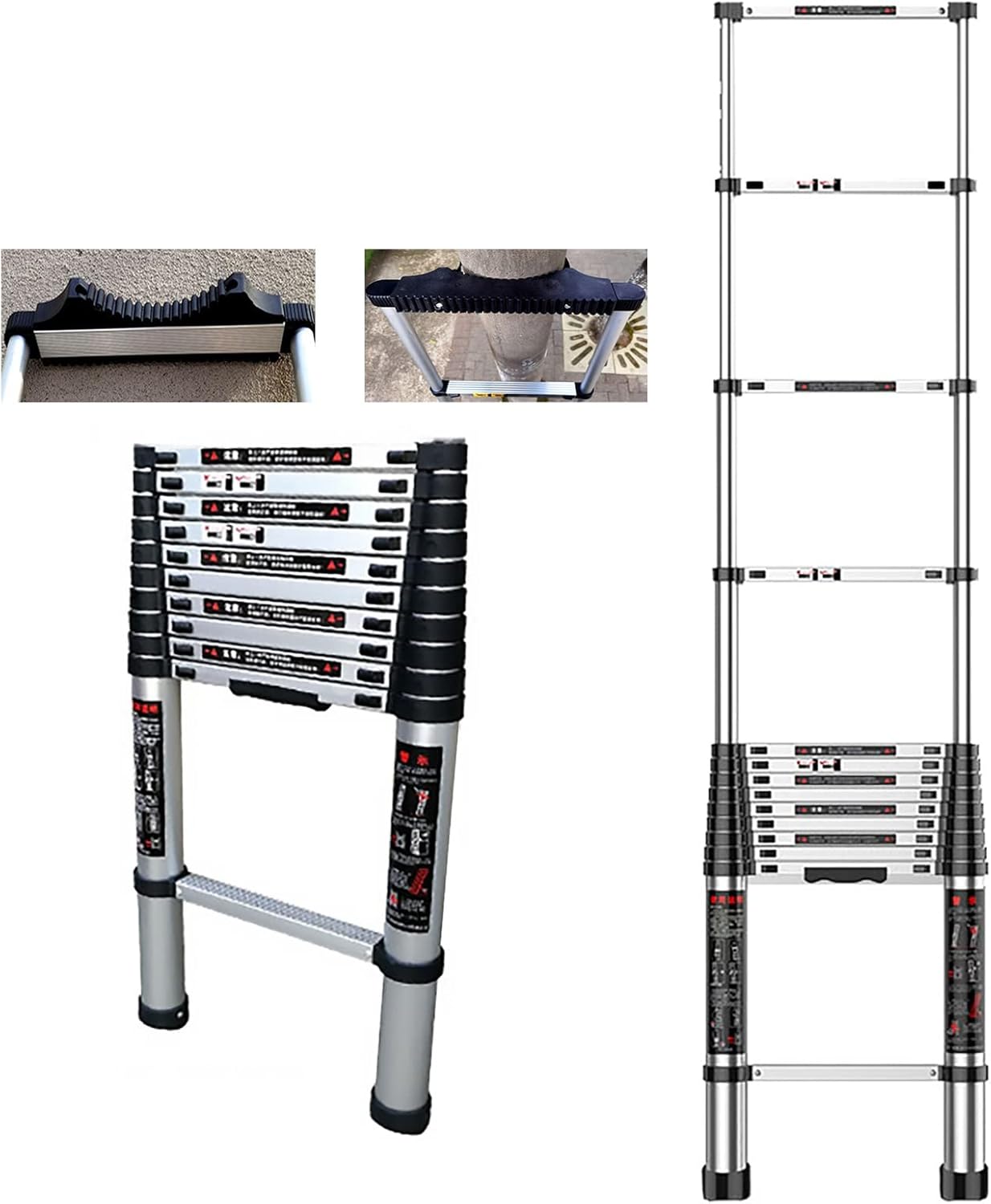Telescopic Ladder Large Extension Telescopic Ladder with Non-Slip Safety Parts, Lightweight Telescoping Ladder for Industrial/Emergency Use, Easy to Storage (Size : 3.5m/11.5ft)