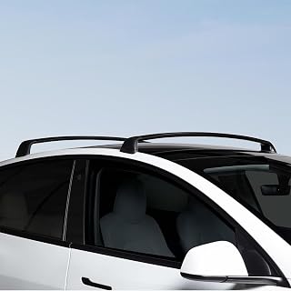 2020-2026 Cross Bars for Tesla Model Y Juniper Roof Rack, Aluminum Cargo Carrier with Quiet Anti-Noise Design for Kayak Bike Ski, Matte Black Rooftop Bars, Not for Tesla S 3 X