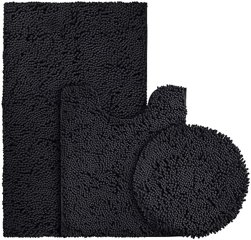 Amazon.com: 3 Piece Bath Rugs Set, Bath Rug + Contour Mat + Toilet Seat ...