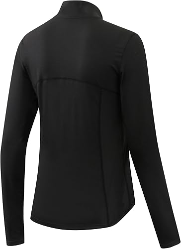 Miniatura 9 de Camiseta deportiva ligera de manga larga con cremallera de 14 para mujer, de secado rápido, con agujero para el pulgar, ajuste entallado