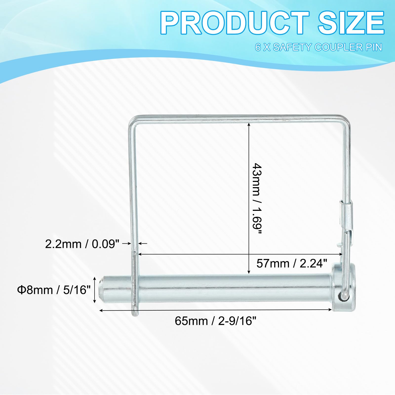 PATIKIL Trailer Coupler Pin 5/16x2x1.69"(D*L*IW) - Image 2