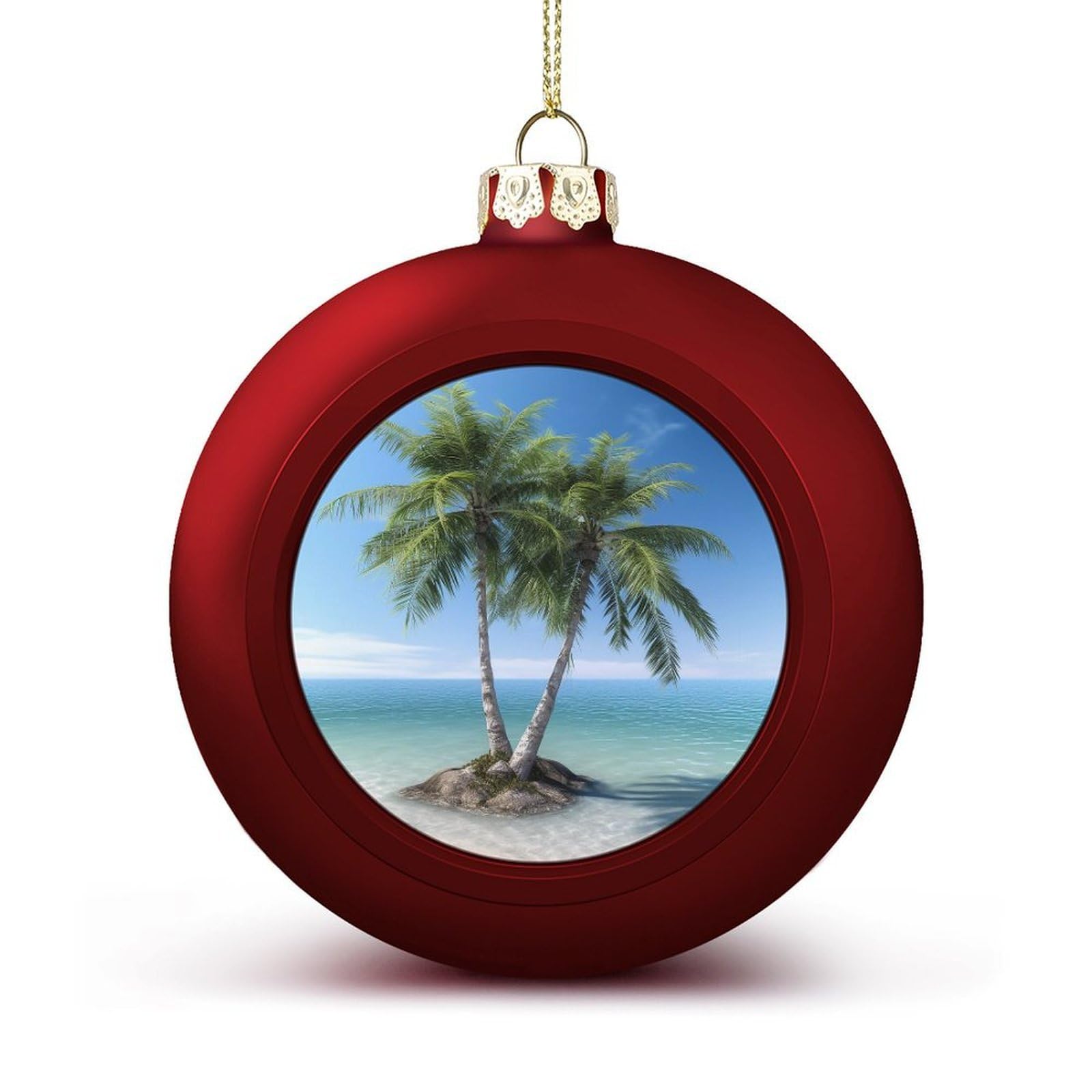 Sea Palm Trees Christmas Balls Ornaments for Xmas Christmas Tree 1.6" Hanging Shatterproof Xmas Balls Hanging Decor Pendants for Holiday Party Outdoor Indoor DIY Craft Supplies