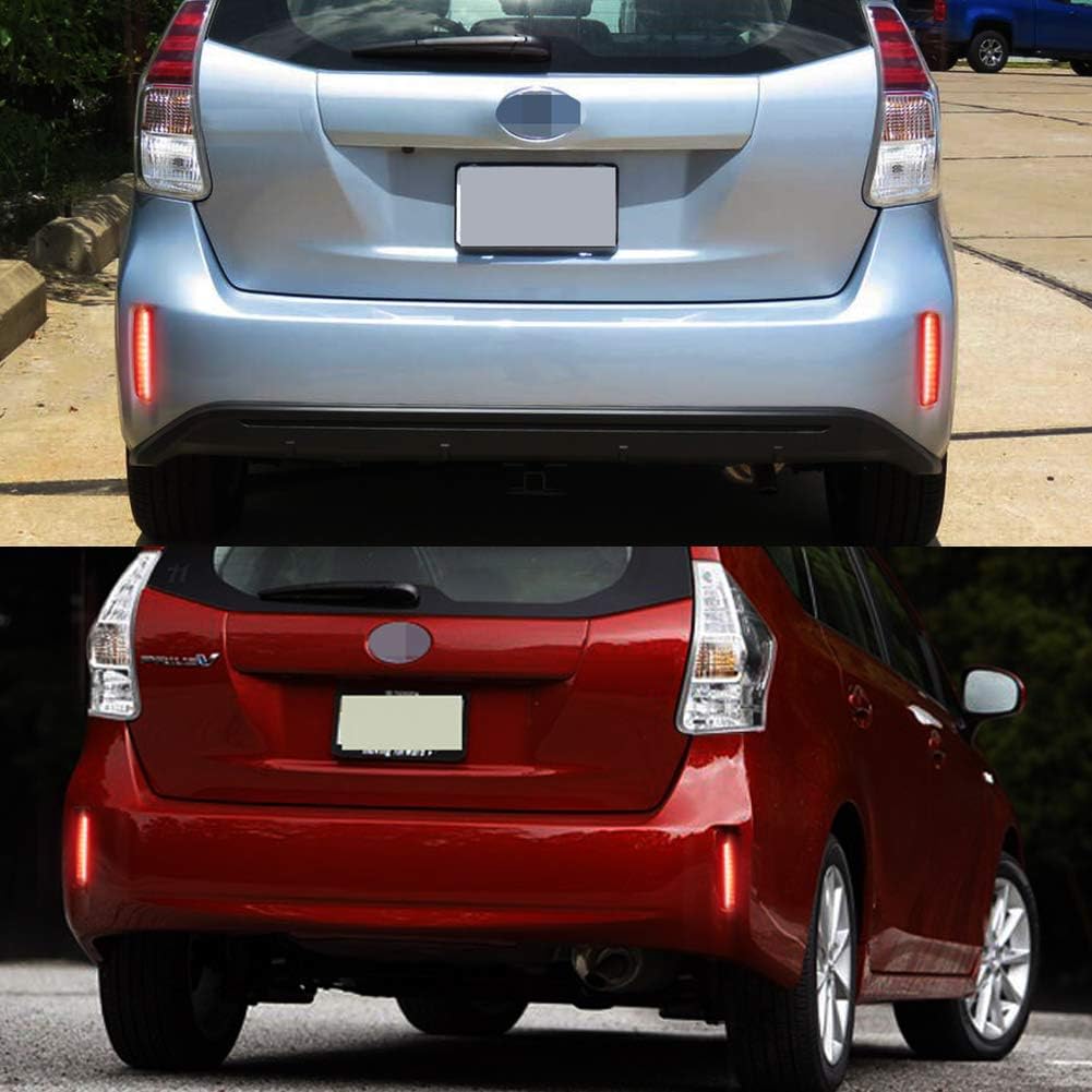 Adiil Smoked Lens Led Rear Bumper Reflector Tail Fog Light Compatible with 2012-2017 Toyota Prius V