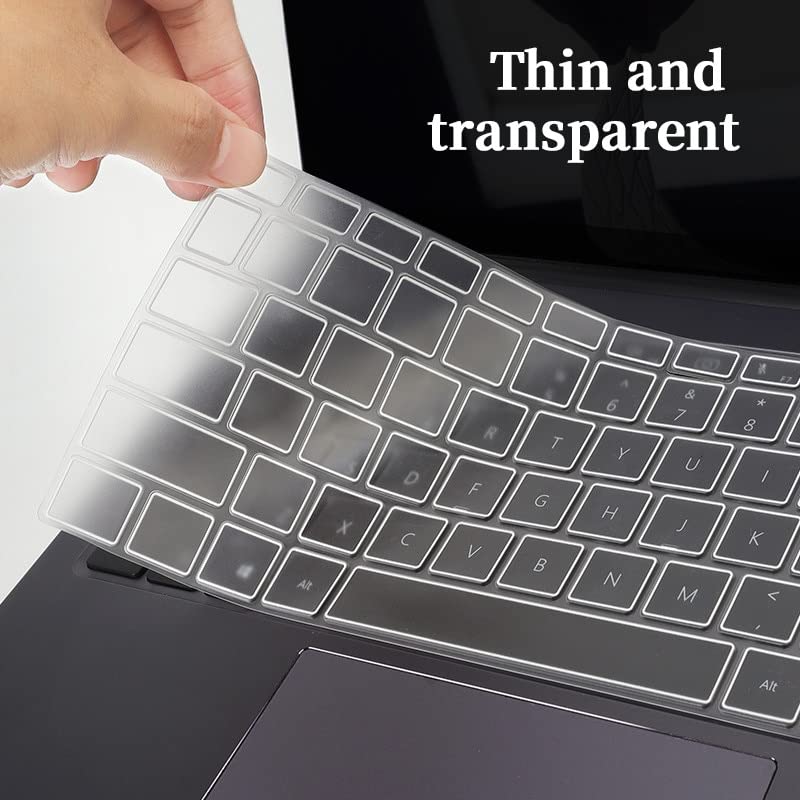 Image of Saco Silicone Skin Keyboard Protector Cover Compatible for Honor MagicBook X14 Pro 2024 | Honor MagicBook X14 2023 14 Inch Laptop with Fingerprint Cut - Transparent