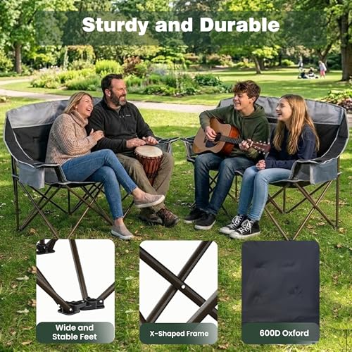 Image of SUNNYFEEL Double Camping Chair Oversized Loveseat for Adults