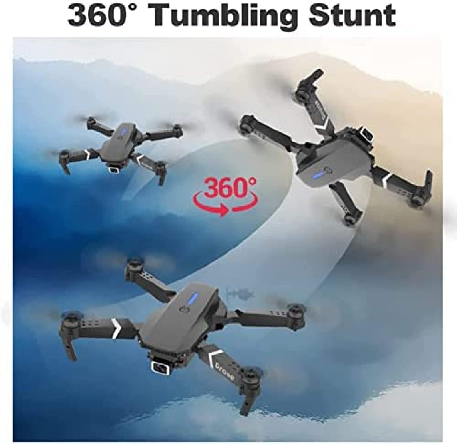Dron 4K E88 Pro z kamerą 4K HD dla dorosłych i dzieci, zdalnie sterowany quadkopter FPV na żywo dla początkujących, składany zdalnie sterowany quadcopter helikopter, zabawki dla dzieci, 2 ba