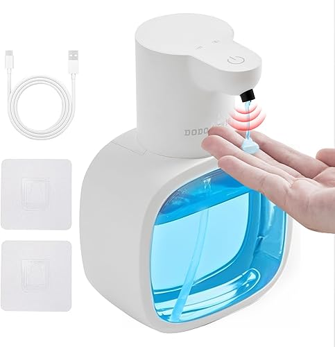 Dispensador automático de jabón líquido, 17 oz16.9 fl oz recargable sin contacto con 4 niveles ajustables y IPX5 resistente al agua, pantalla de