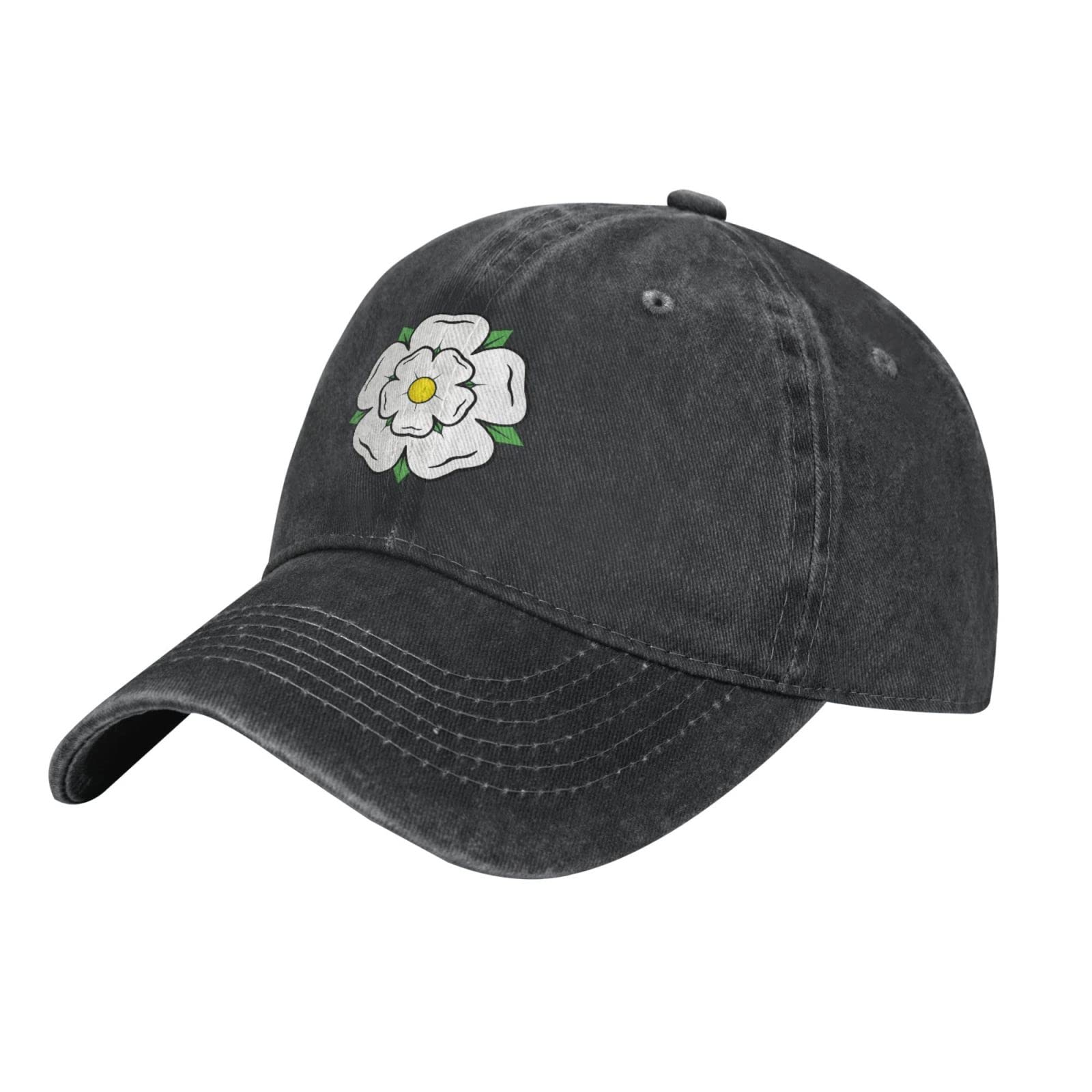 Loujin Unisex Black Baseball Cap Adjustable Yorkshire Rose Cowboy Hat Outdoor Casual Cap Breathable Sun Hat For Men Women