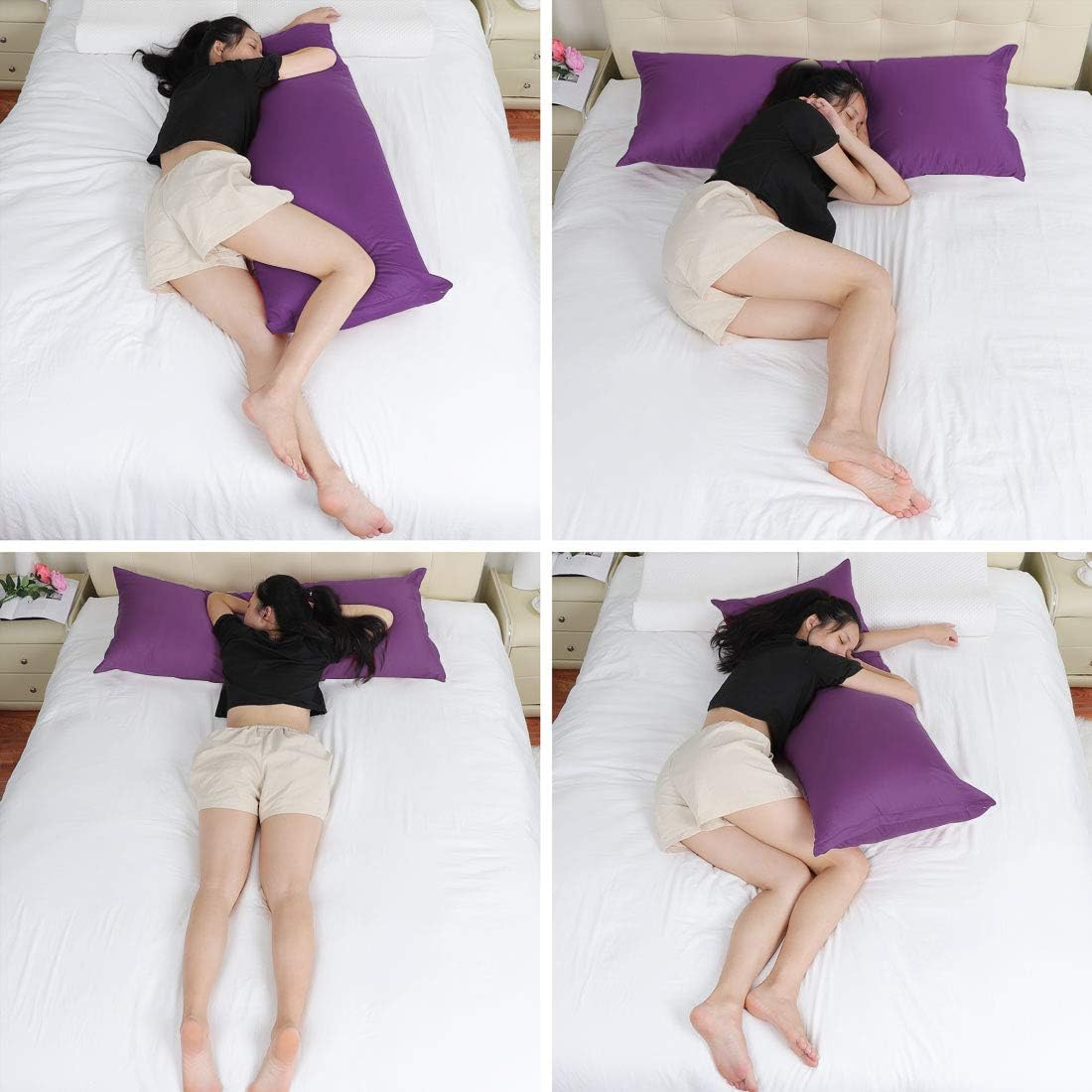 PiccoCasa Body Pillow Cover Egyptian Cotton Bolster Pillow Cases - Image 5