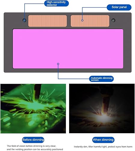 Miniatura 5 de Casco de soldadura, casco de soldadura de oscurecimiento automático de energía solar, máscara de soldadura por arco de soldadura, oscurecimiento