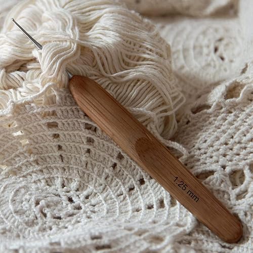 Miniatura 8 de Katech 10 ganchos de ganchillo ergonómicos para ganchillo, mango de madera de bambú, gancho de ganchillo de tamaño pequeño (0.030-0.118 in), hilo de