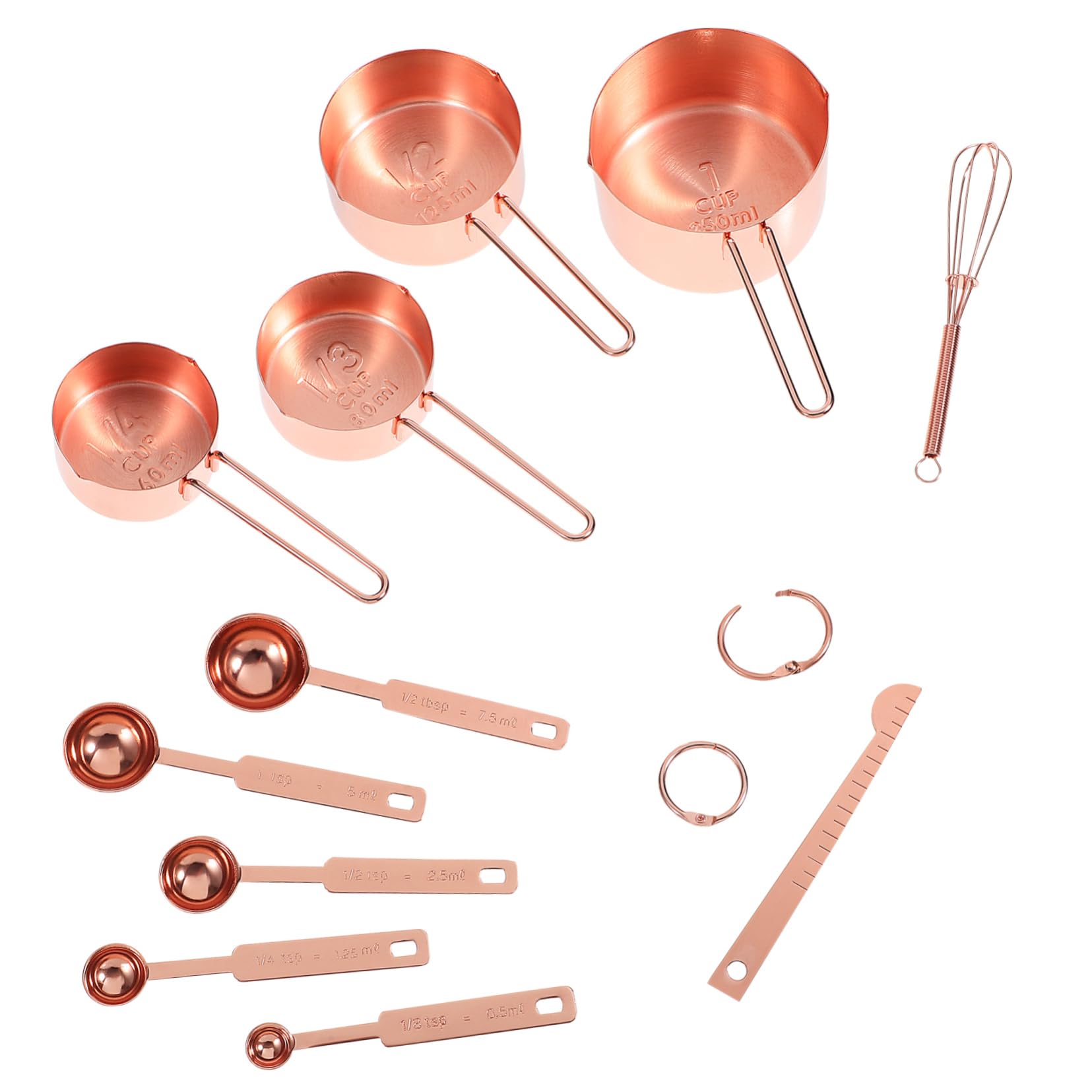 OUNONA tazas medidoras para hornear cucharas medidoras Juego de cucharas medidoras de cobre Black metal acero inoxidable stainless steel vasos medidores de liquidos café Reutilizable