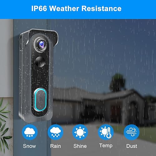 Miniatura 8 de Timbre inalámbrico con timbre, 2.4G WiFi Smart Video Doorbell con cambiador de voz, mensaje de voz, detección de movimiento PIR, visión nocturna,