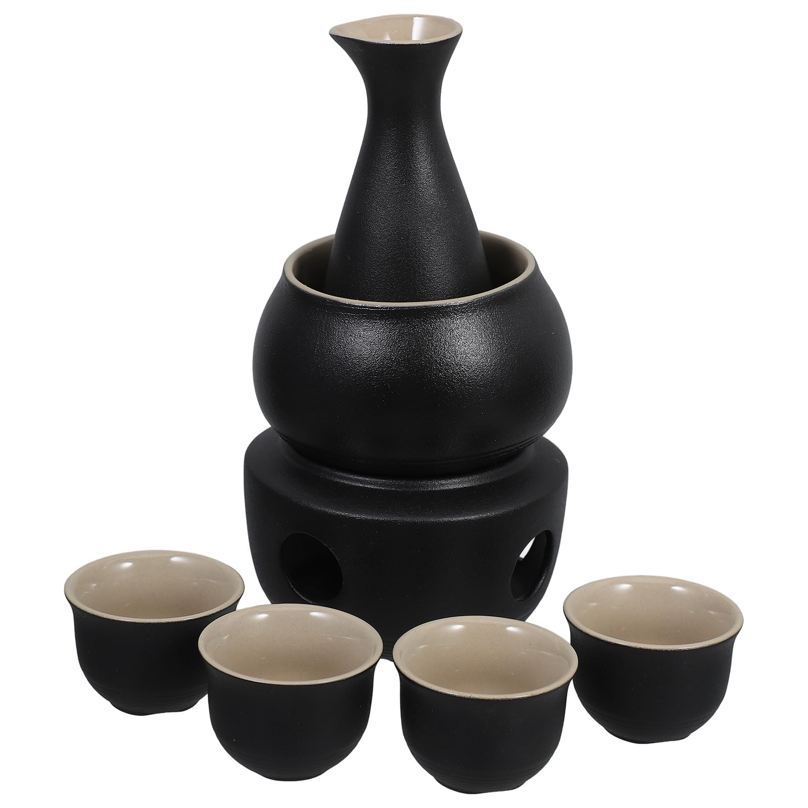 Set de saké céramique vintage haute qualité avec chauffe-pot stable