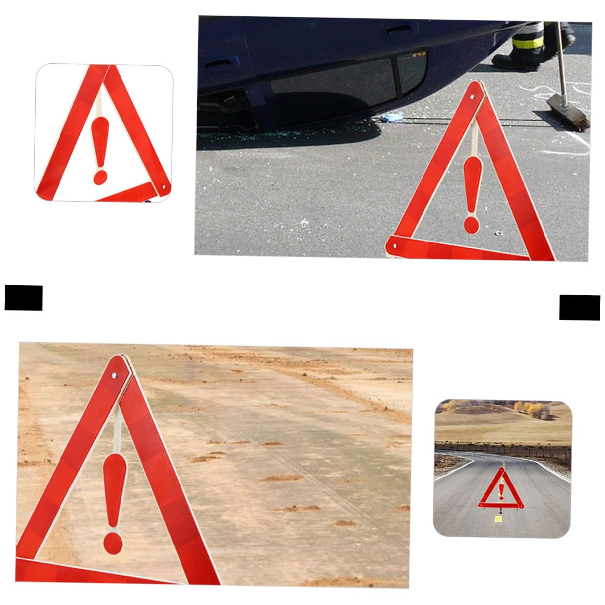 Homoyoyo 4pezzi Triangolo Di Avvertimento Auto Segnale Avvertimento Sicurezza Stradale Auto Compatto e Resistente