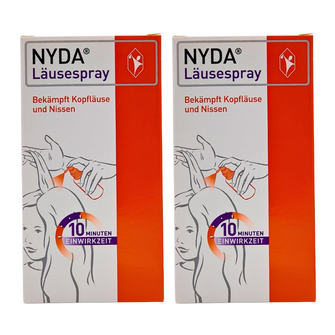 NYDA Läusespray gegen Kopfläuse und Nissen, 10 Minuten Einwirkzeit, inklusive Läusekamm, für Babys, Schwangere und Stillende I Sparset mit Duschgel von Pharma Perle (2 x 50 ml)