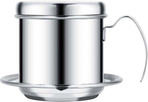 Miniatura 9 de TOPINCN Cafetera de acero inoxidable, filtro de goteo de café vietnamita, cafetera de goteo de una sola taza, portátil para el hogar, cocina,