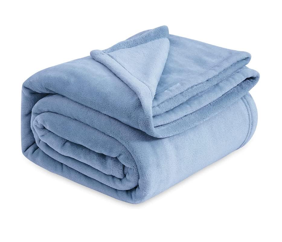 Image of VAS COLLECTIONS Premium Plush Single Blanket | 300 GSM Lightweight Cozy Soft for Bed, Sofa, Couch, Travel & Camping| 150x220 cm or 60X86 inches | Sky Blue
