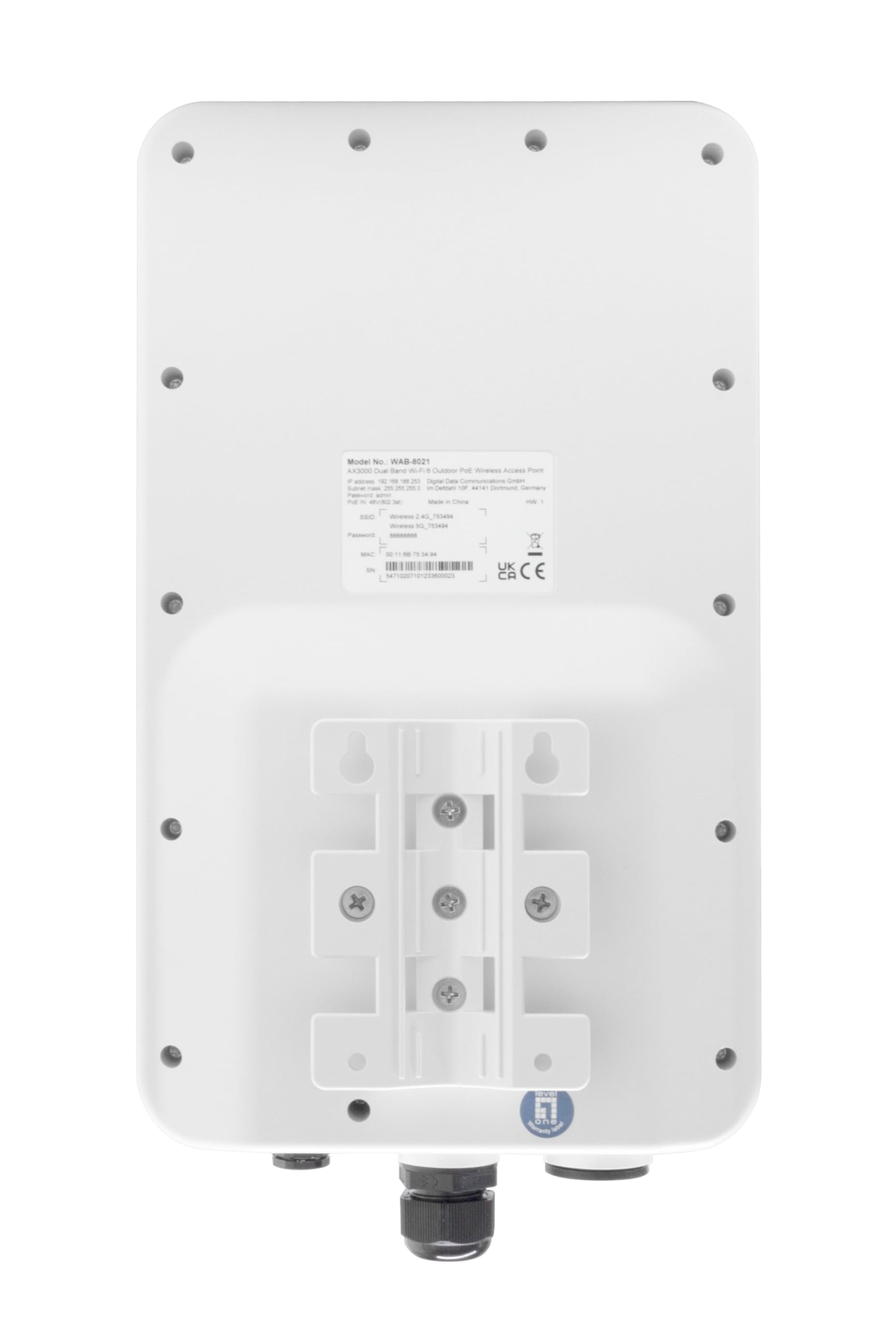 Levelone Ax3000 Dual Band WI-Fi 6 Outdoor Poe Wlan Access Point - Omnidirektional - 3000 Mbit/s - 574 Mbit/s - 2401 Mbit/s - 10,100,1000 Mbit/s - Iee