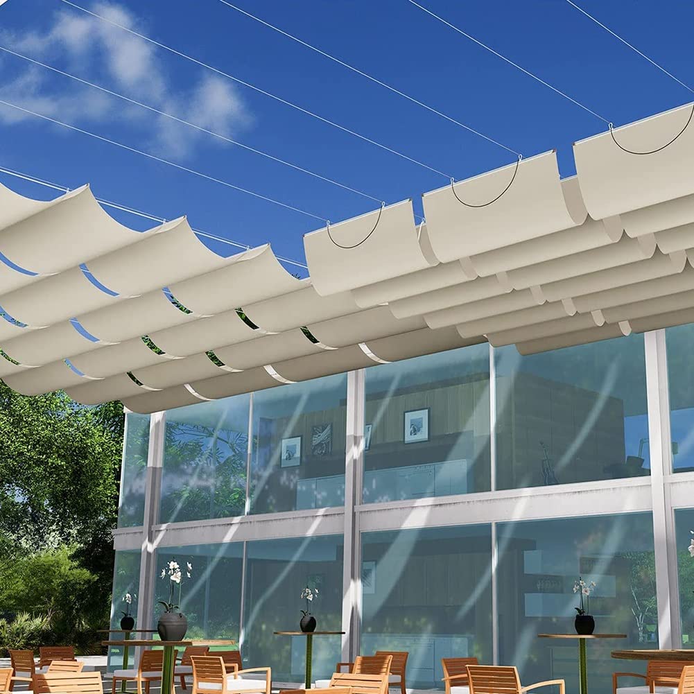 Wysuwany żagiel przeciwsłoneczny z falą, wodoodporna, zewnętrzna pergola, pokrowiec zastępczy z zestawem montażowym, idealny do patio ogrodu i ogrodu zimowego