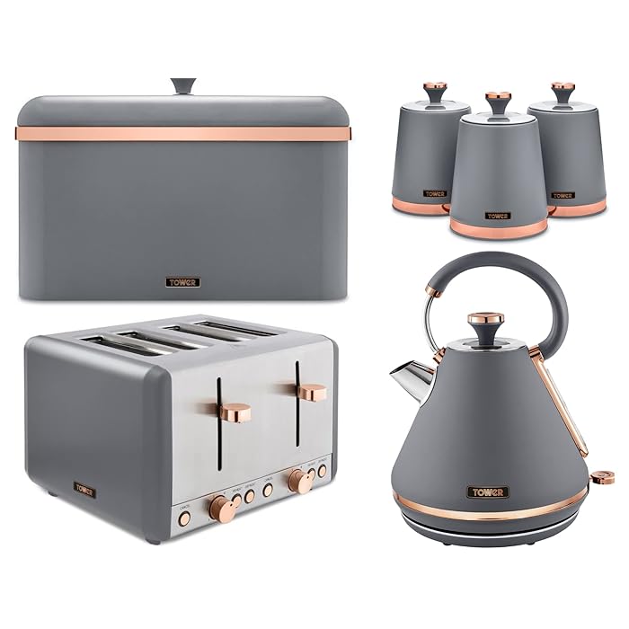 Buy RKW Tower Cavaletto Pyramid Kettle, 4Slice Toaster, Bread Bin