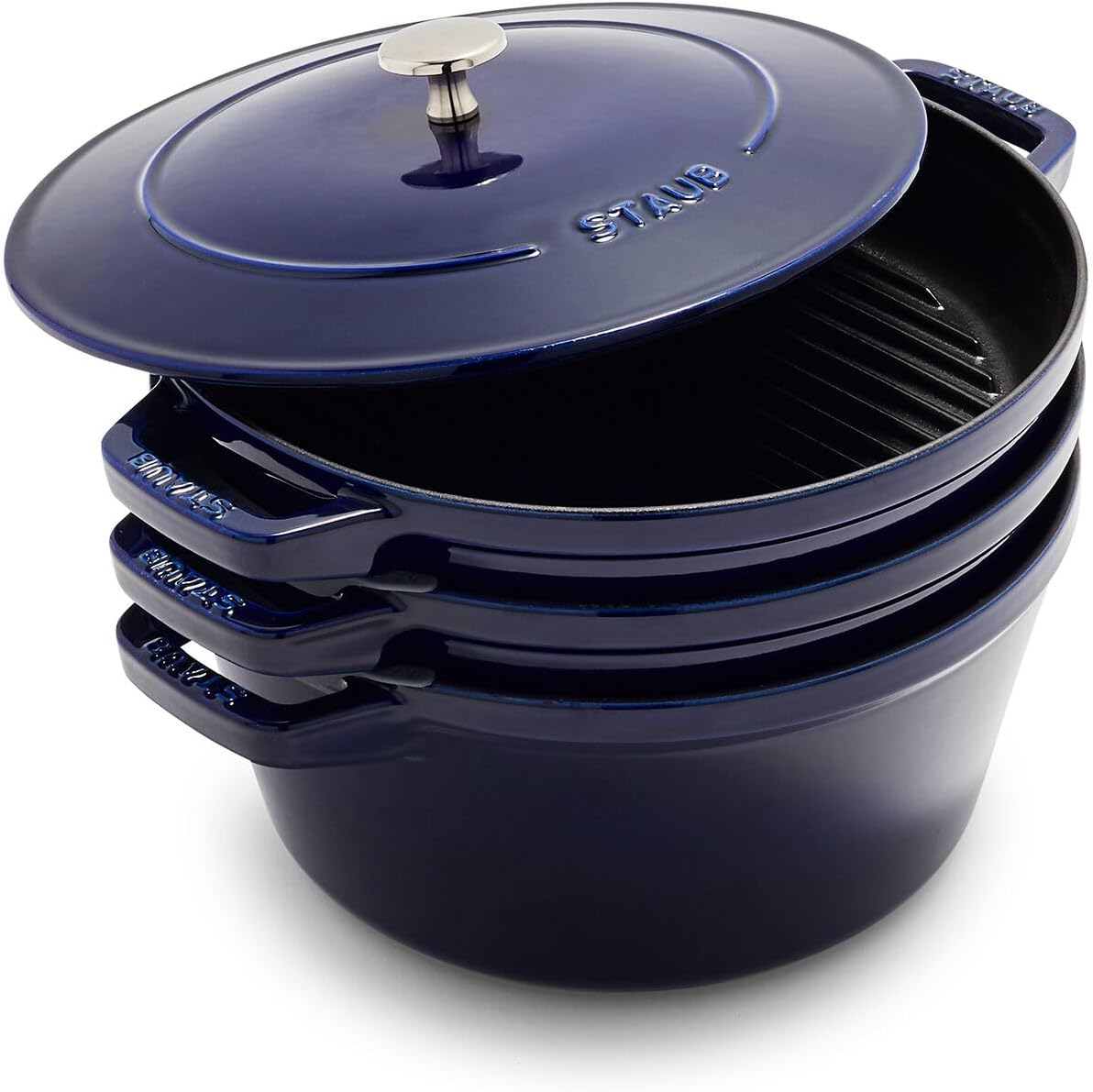 Cast Iron 4-pc Stackable Set - Dark Blue
