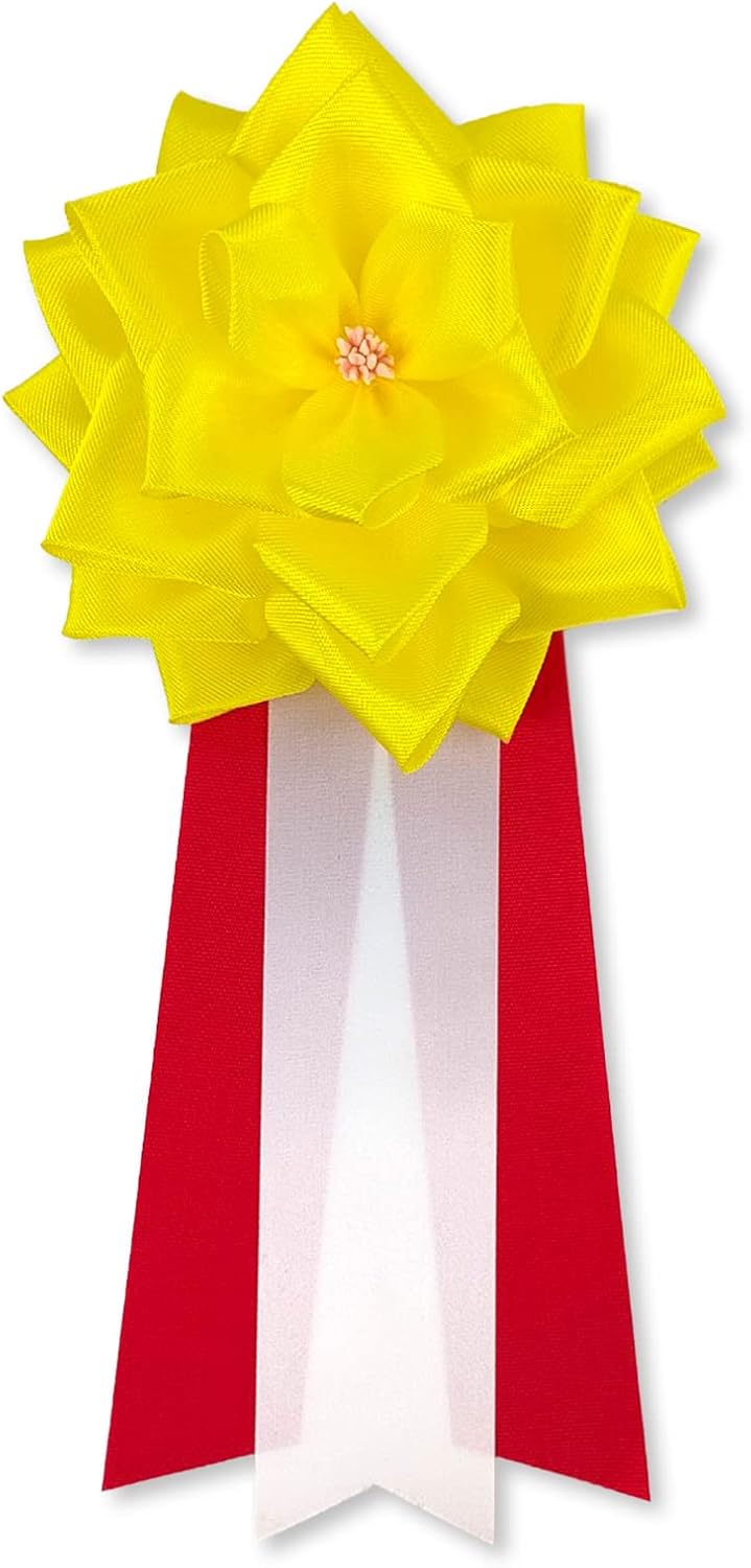 YONEOKA RIBBON リボン記章 (胸章 徽章) 大リボンバラ タレ付き 6個セット (黄) 式典 セレモニー イベント パ