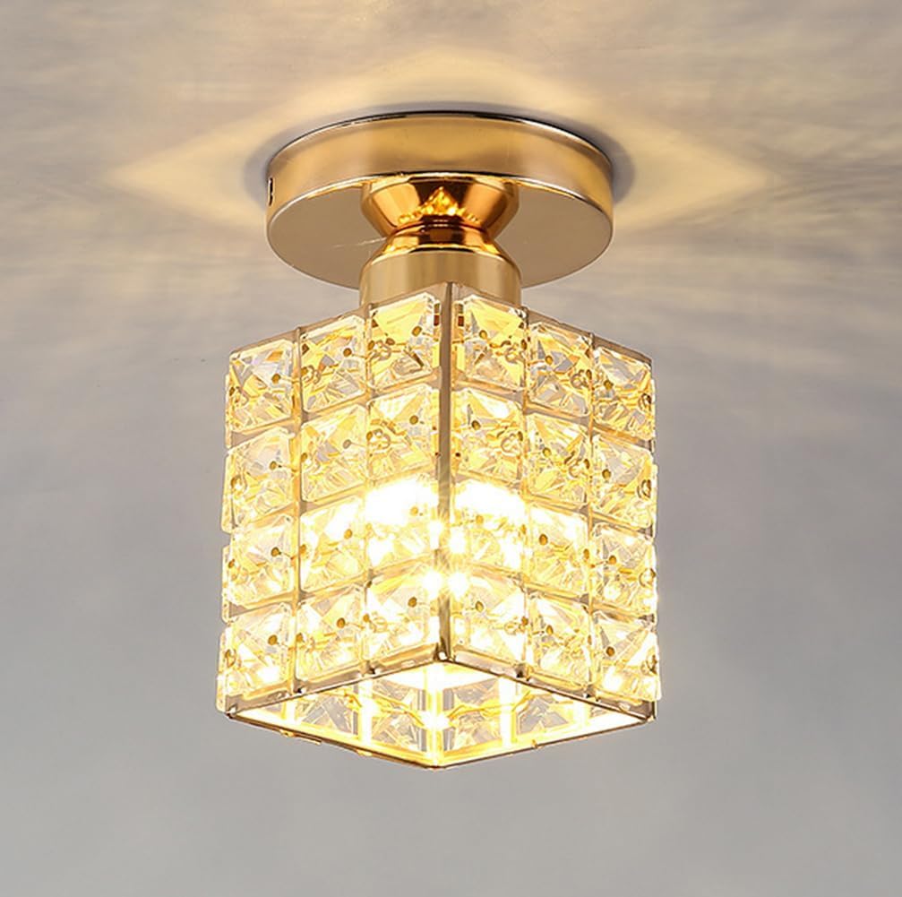 Nowoczesna Złota Lampa Sufitowa E27, Półpłaska Lampa Sufitowa, Sypialnia, Oświetlenie Sufitowe Do Przedpokoju, Korytarza, Salonu, Garderoby, Balkonu, C