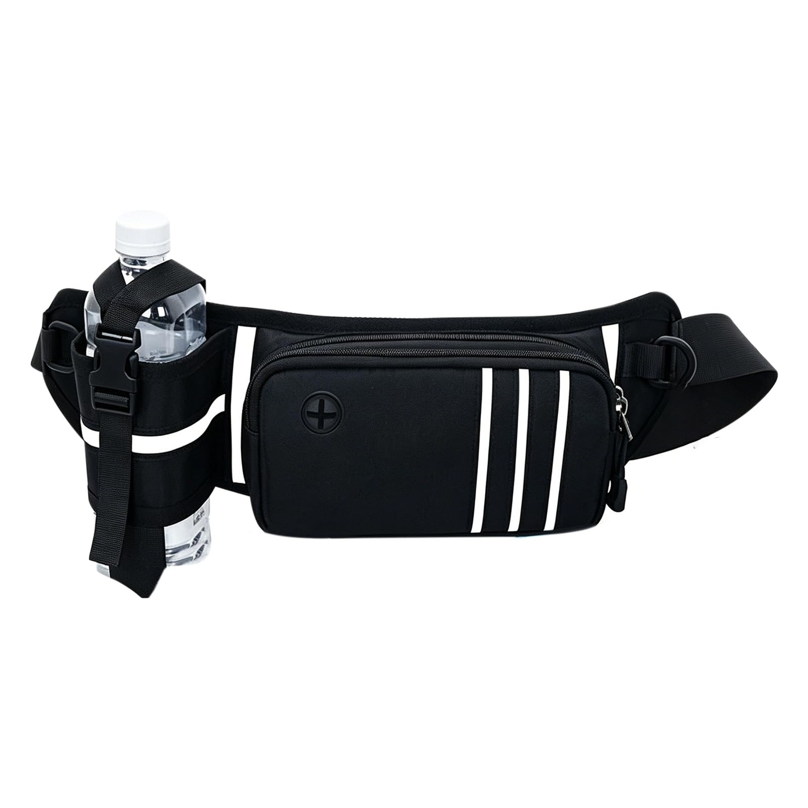 Large Scratch-Resistant Dog Walking Bumbag with Water Bottle Holder for Man Woman Fanny Pack with Bottle Holder,Hiking Sport Waist Pack (Black)