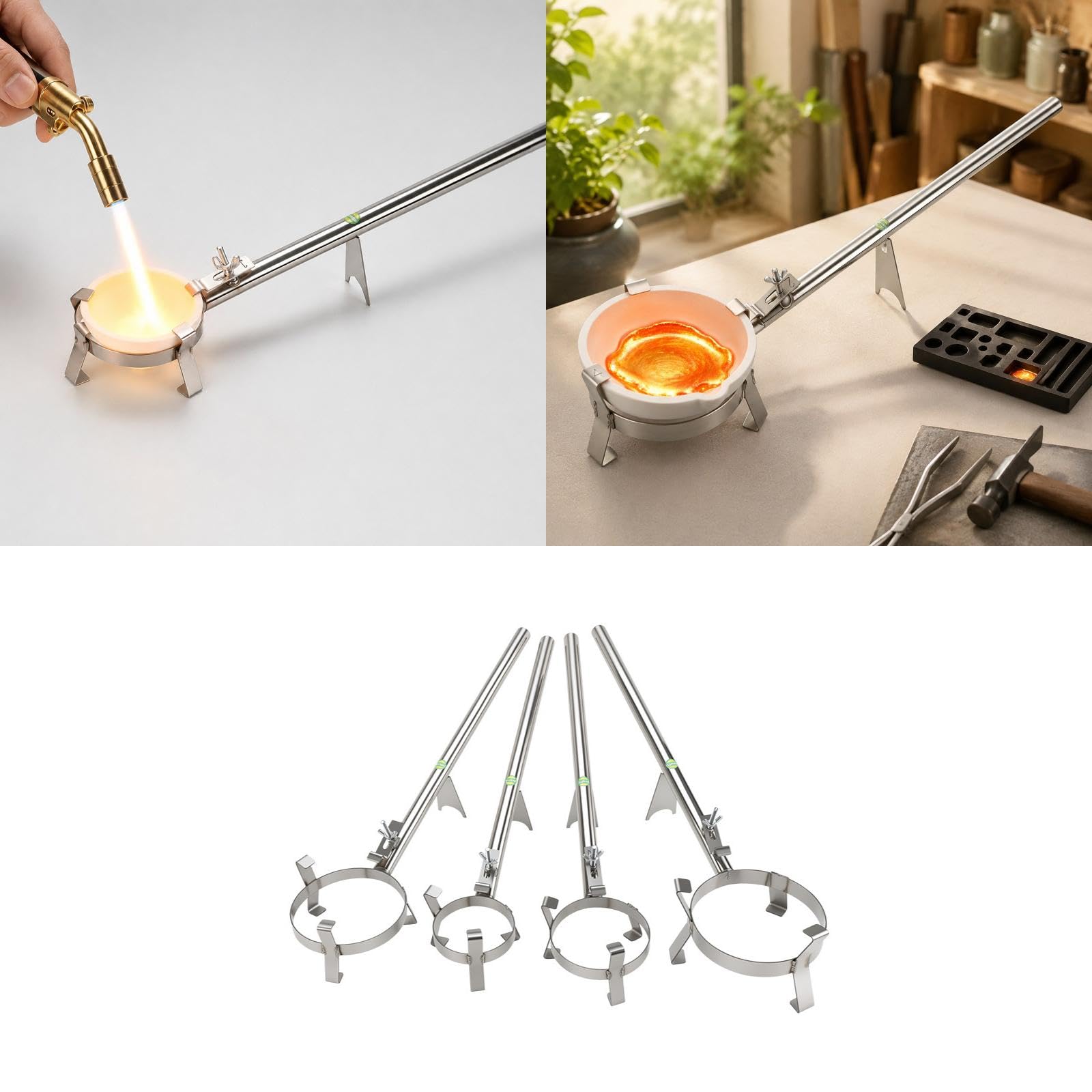 Qianly Crogiolo per Raffinazione dei Metalli, Strumento con Manico Lungo, Pratico Ed Ergonomico per Il Fai da Te, Morsetto per Crogiolo, Strumento per