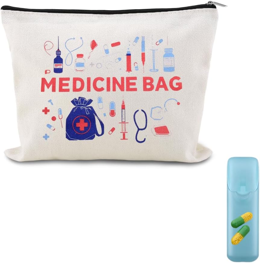 Small Medicine Makeup Bag Pouch Patient Travel Medication Bags Doctor Nurse Day Gift Ideas Bag Physician Practitioner Pharmacy Gifts for Women Bags Hospital Pharmacist Gifts Pouch Nurse Drug Organizer