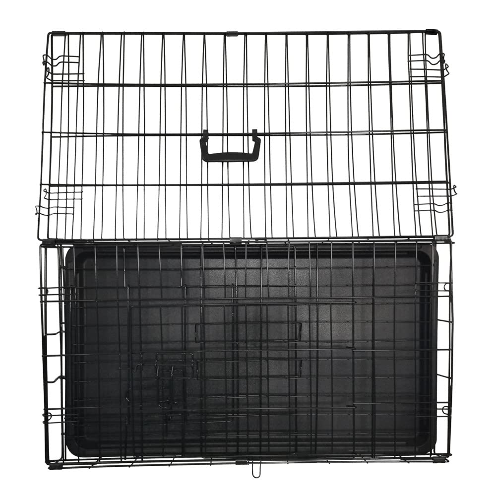 Hundekäfig, 76,2 cm, zusammenklappbar, 2 Türen, großer Metall-Hundekäfig mit kaufester Kunststoff-Hundebox und Tragegriff, 76,2 cm