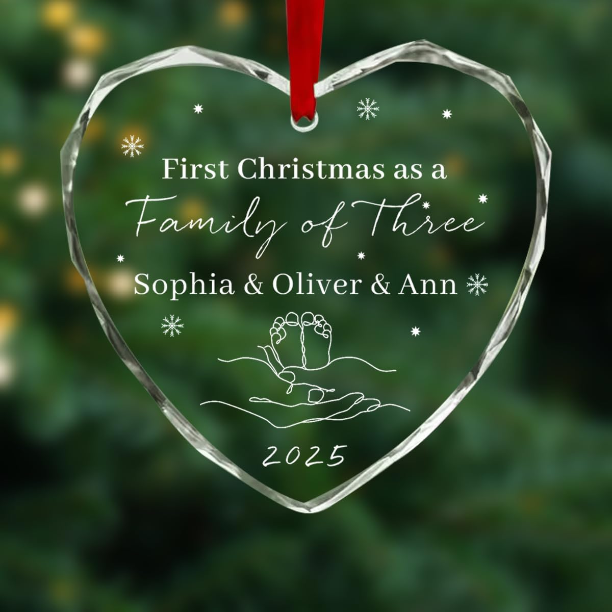 Custom Family Christmas Glass Ornament 2025 Personalized Name Text Customized Xmas Tree Hanging Decorations for Christmas Tree Memorial Keepsake Gift for Family, Dad, Mom, Him, Her, Couple