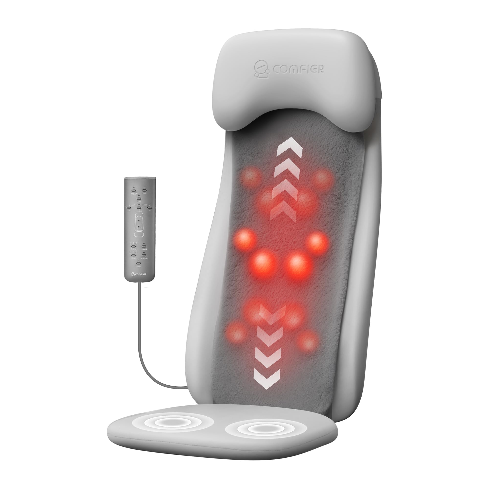 COMFIER Shiatsu Back Massager with Heat, Deep Tissue Kneading Chair Massager with Vibration, 2D/3D Shiatu Massage Seat Cushion, Full Back Massage Chair Pad, Gifts for Him Her