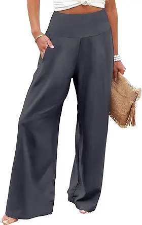 JZC Women's Palazzo Lounge Pants Casual Wide Leg Pants High Waist Flowy Toursers with Pockets