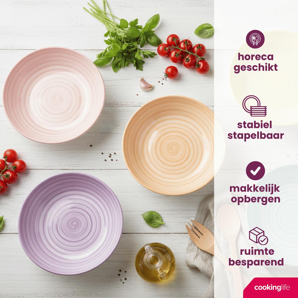 Cookinglife głębokie talerze / talerz na makaron wiosenne wibracje Ø 21 cm - 6 sztuk