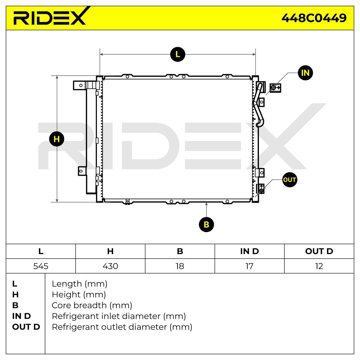 RIDEX 448C0449 Condensatore climatizzatore con essiccatore Compatibilità con OPEL COMBO Cassone/Furgonato/Promiscuo X12
